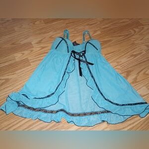 Nightie/Teddy. Per Lei Brand. Turquoise & Black. Women's XL